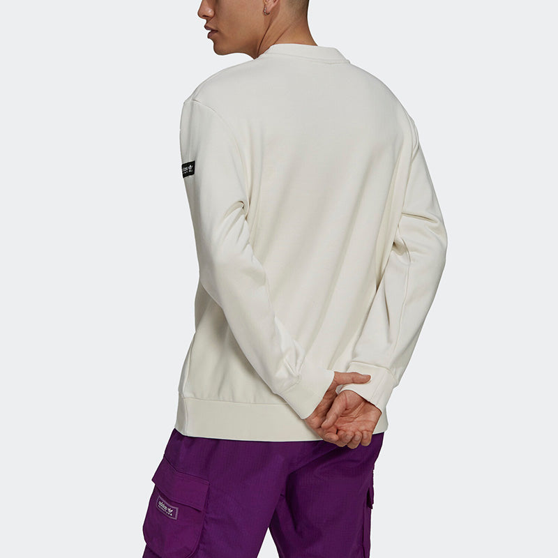 Men's adidas originals Casual Sports Round Neck Pullover Creamy White H09108