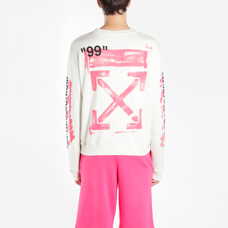 Off-White MENS SS19 Virgil Abloh Diag Stencil Slim Crewneck Sweater Logo White OMBA025R190030150228