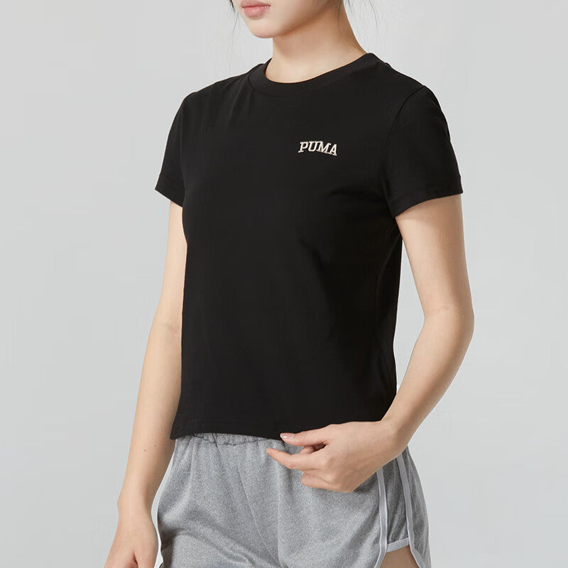 (WMNS) PUMA Wordmark Logo T-shirt Small Fit 'Black' 630356-01