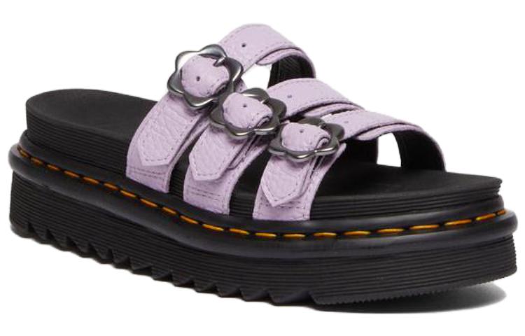 (WMNS) Dr.Martens Blaire Flower Buckle Milled Nappa Slide Sandals 'Lilac' 30710308