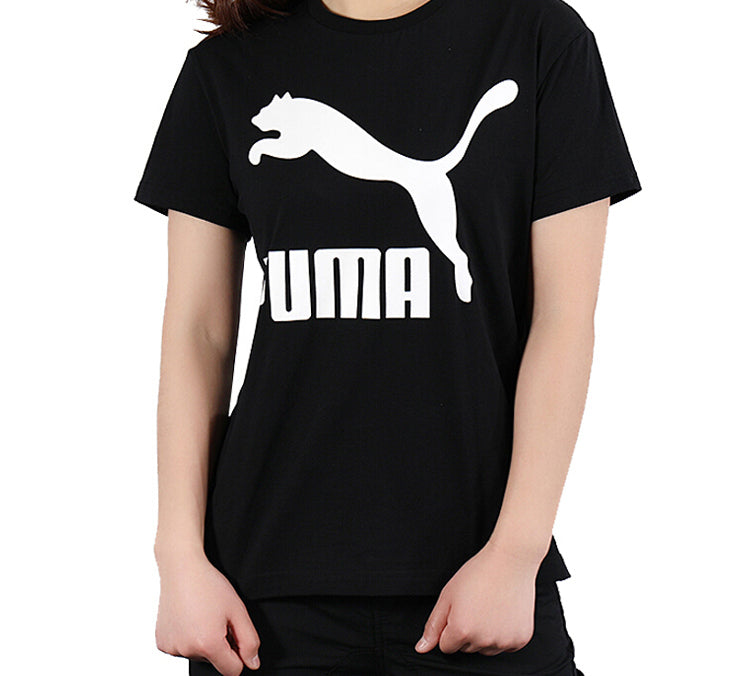 (WMNS) PUMA Classics Logo Tee Sports Short Sleeve TEE Black 579406-61