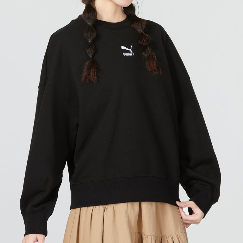 (WMNS) PUMA Better Classic Relaxed Crew 'Black' 673570-01