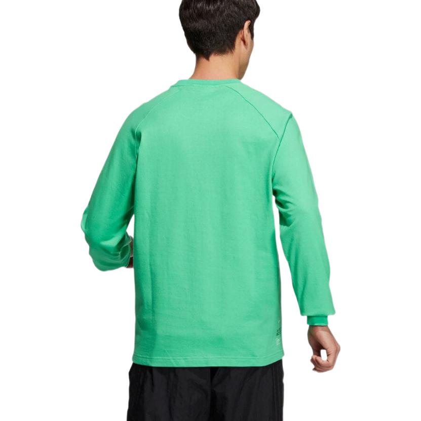 Men's adidas Large Logo Embroidered Printing Sports Long Sleeves Green T-Shirt H40841