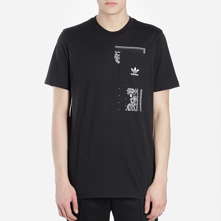 adidas originals Casual Printing Pocket Round Neck Short Sleeve Black DX3658