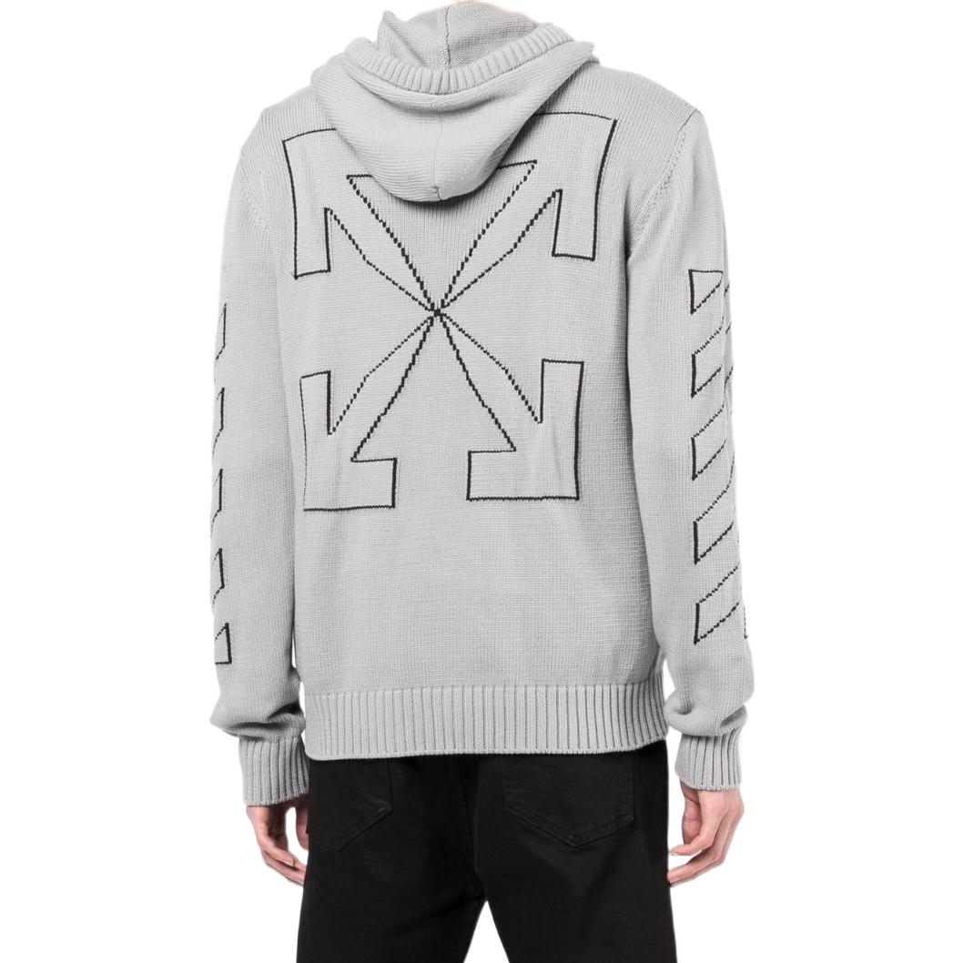 Men's Off-White FW22 Solid Color Logo Printing Pullover Hooded Jacket Version Light Grey OMHA145C99KNI0010610