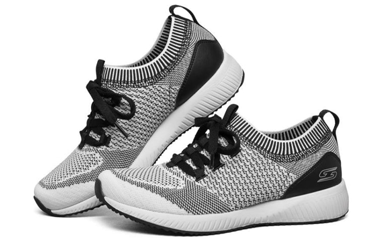 (WMNS) Skechers Bobs Squad Running Shoes Grey/White/Black 32512-WBK