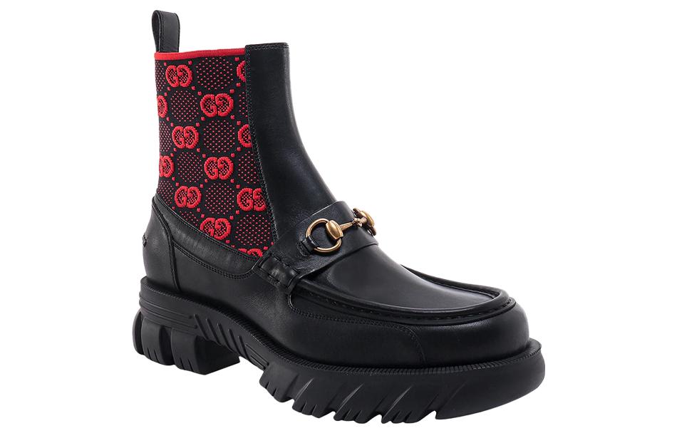 Gucci Horsebit GG Jersey Boot 'Black Red' 718708-AAA4Y-1071
