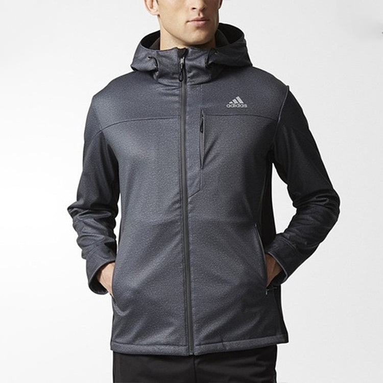 adidas Casual Sports Outdoor Fleece Hooded Jacket Gray CI4182