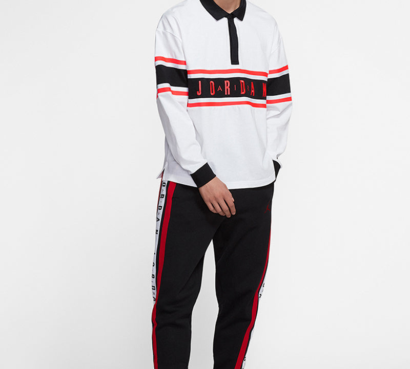Air Jordan Logo Rugby Long Sleeves Polo Shirt 'White' BQ5670-100