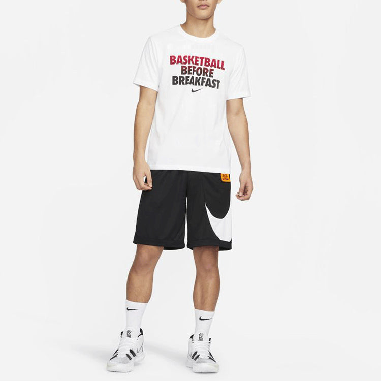 Men's Nike Printing Alphabet Short Sleeve Basketball White T-Shirt DN2985-100
