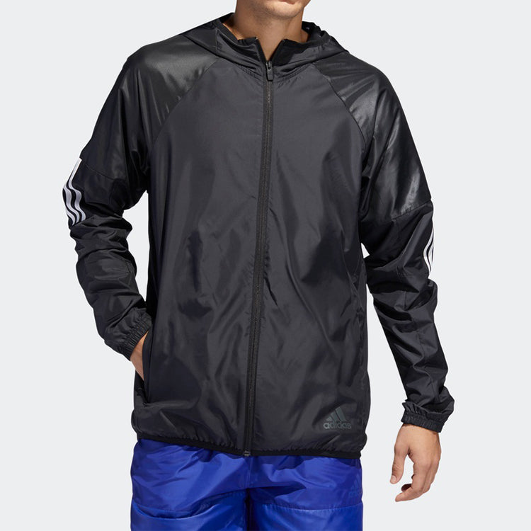 adidas M Wind Fz Jkt Training Sports Hooded Jacket Black DU1961