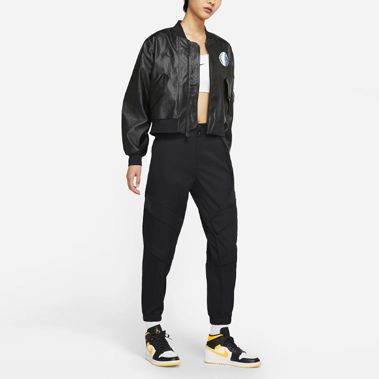 (WMNS) Air Jordan Alphabet Pattern Loose Long Sleeves aviator Jacket Black CZ7500-010