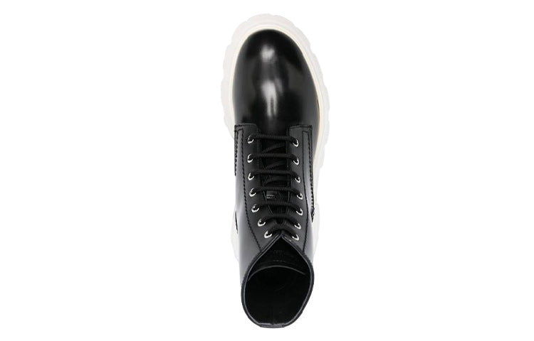 (WMNS) Alexander McQueen Leather Ankle Boots 'Black White' 708056WIC6C1595