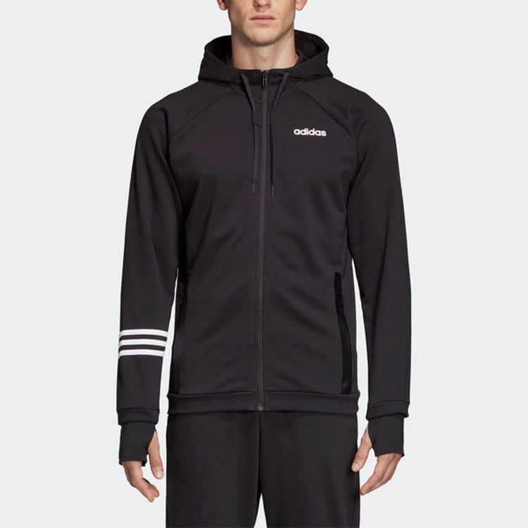 adidas Sports Training Knit Hooded Jacket Black DT8994