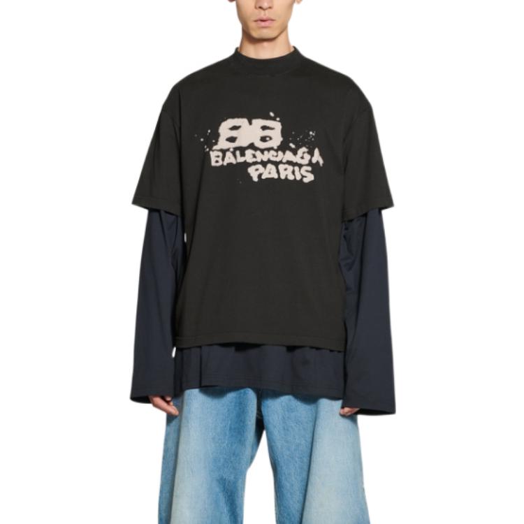 Balenciaga Hand-Drawn BB Icon T-Shirt Medium Fit 'Black' 612966TNVN41059