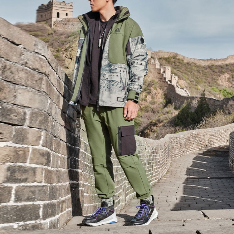 Men's adidas Gwall Pants Logo Contrasting Colors Pocket Sports Pants/Trousers/Joggers Green H23099