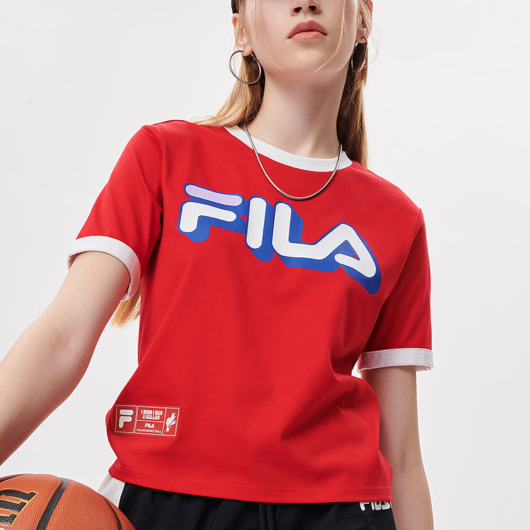FILA FUSION 3D Contrasting Colors Logo Sports Slim Fit Short Sleeve Classic Red T11W135104F-AR