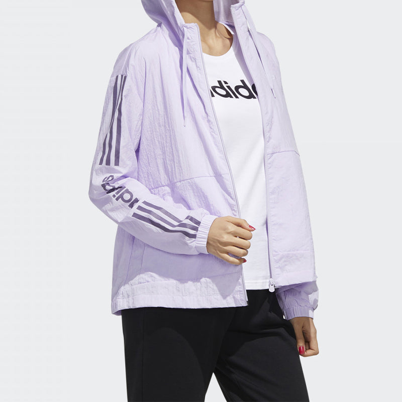 (WMNS) adidas neo Letter Printing Hooded Jacket Purple FP7455