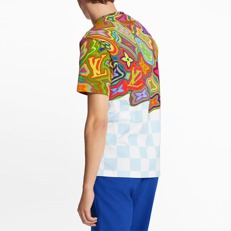 LOUIS VUITTON LV SS21 Monogram Dissolved Printed Crewneck Pullover Short Sleeve For Men Floral 1A8P12
