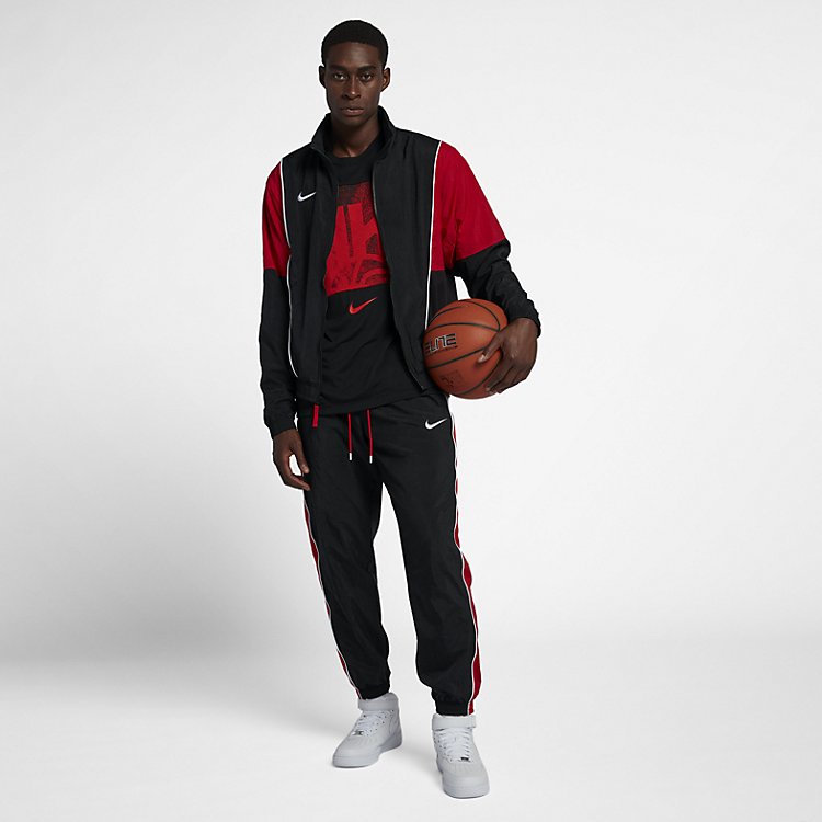 Nike Throwback Woven Tracksuit Basketball Pants 'Black University Red' AV6652-010
