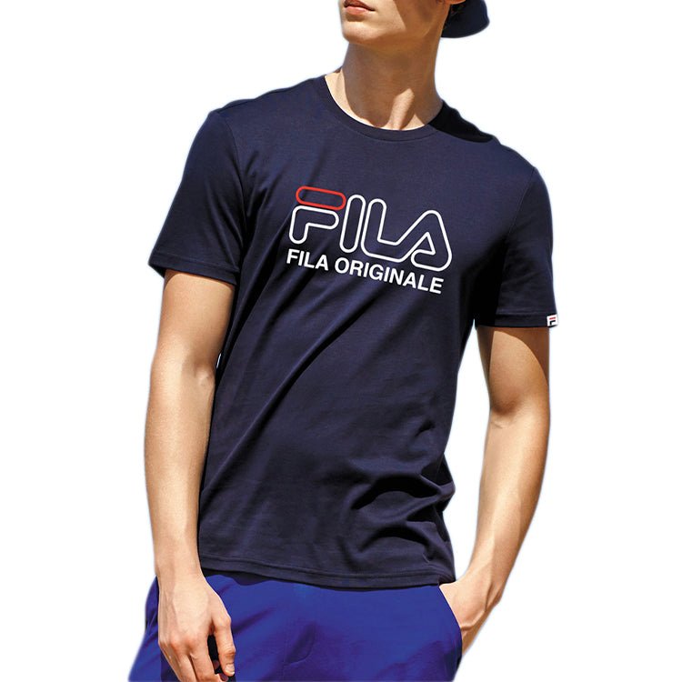 FILA Alphabet Logo Printing Round Neck Short Sleeve Blue F51M028131A-NV