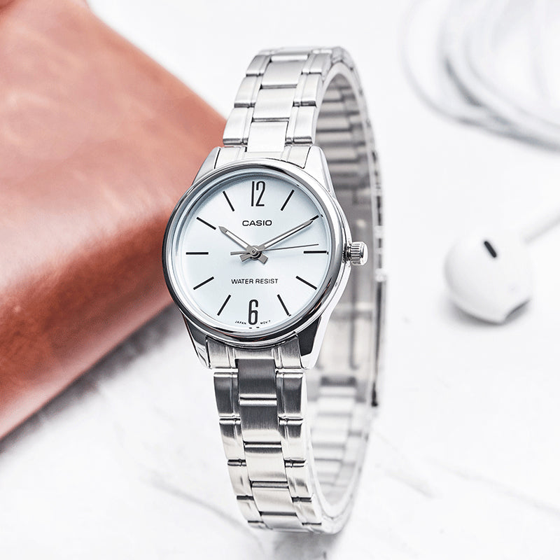 CASIO Quartz Waterproof Stainless Steel Strap Silver Analog LTP-V005D-2B