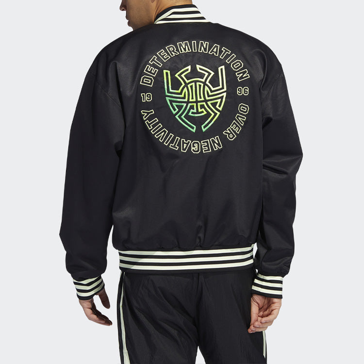 Men's adidas Stripe Sports Baseball Jacket Black HB5439