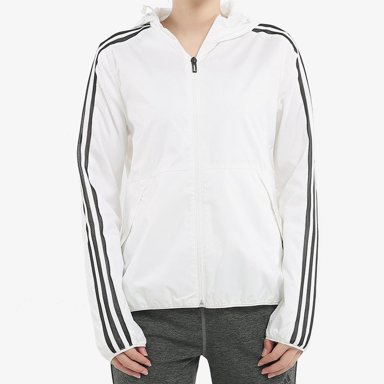 (WMNS) adidas Plaid Applique Windtight Hooded Jacket Coat White EH3901