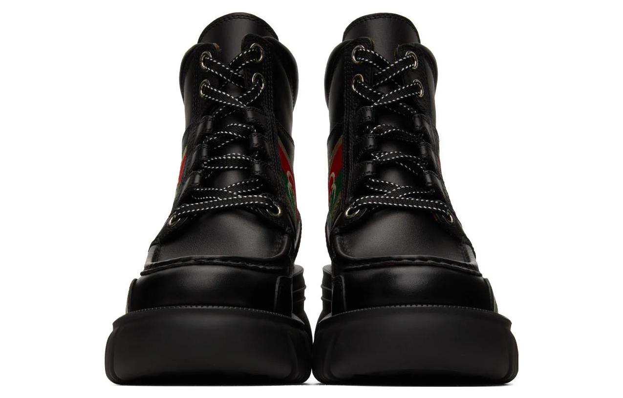 (WMNS) Gucci Interlocking Lace-Up Boots 'Black' 663594-DTNE0-1080