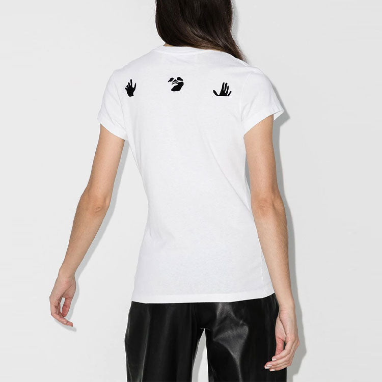 (WMNS) Off-White Alphabet Slogan Logo Printing Short Sleeve Slim Fit Version White OWAA040F20JER0020110
