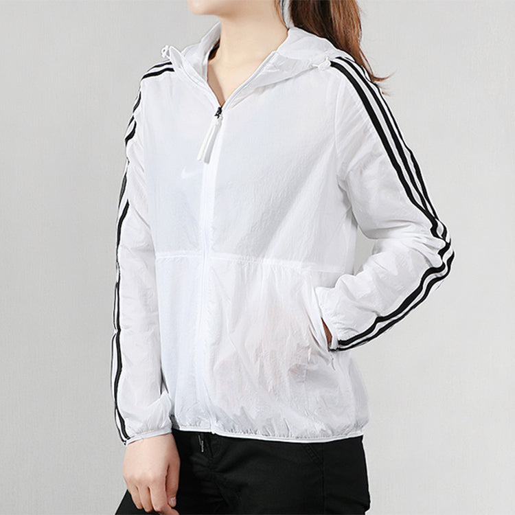 (WMNS) adidas Hooded Windbreaker Jacket White EH3908