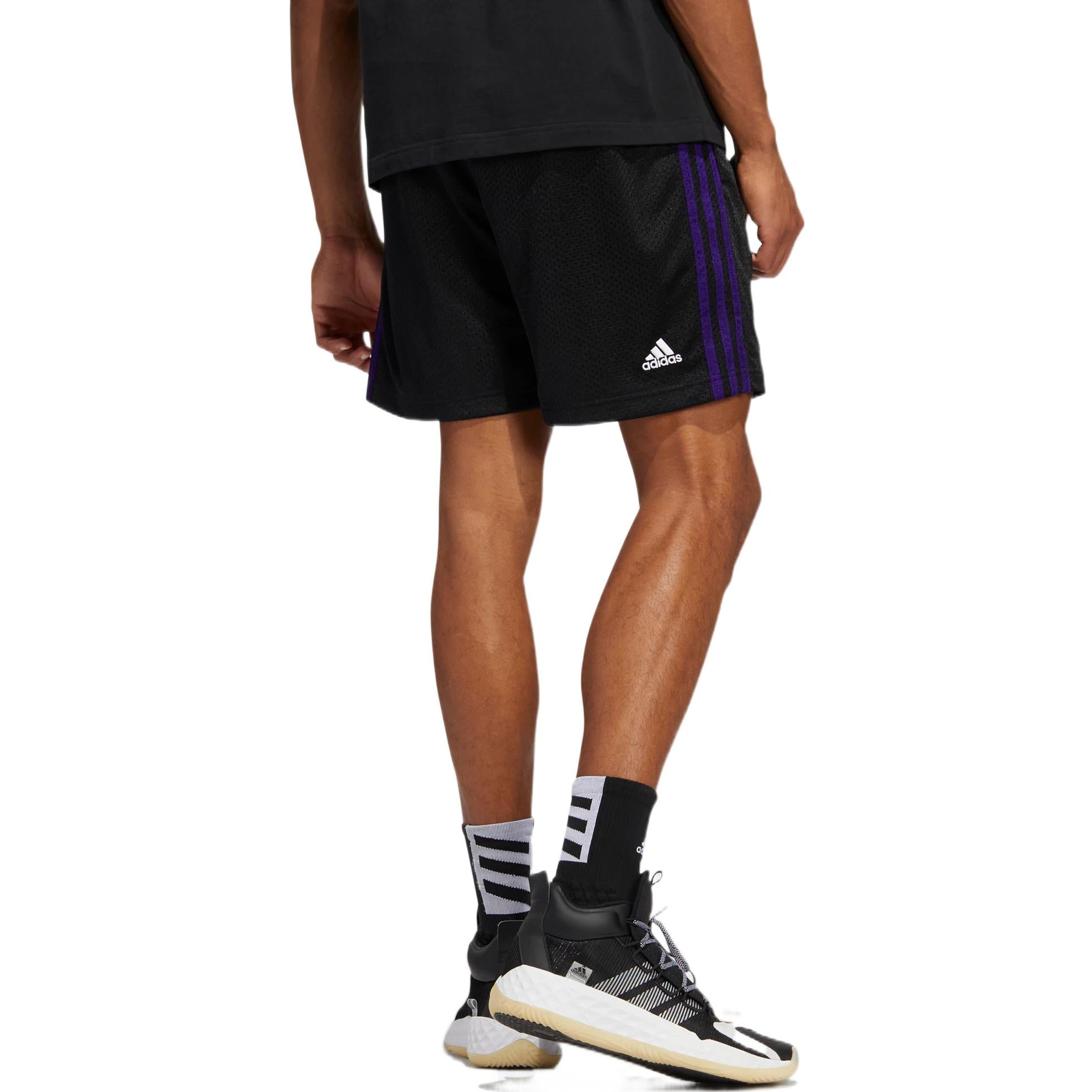 Men's adidas Stripe Printing Lacing Sports Shorts Black HS8517