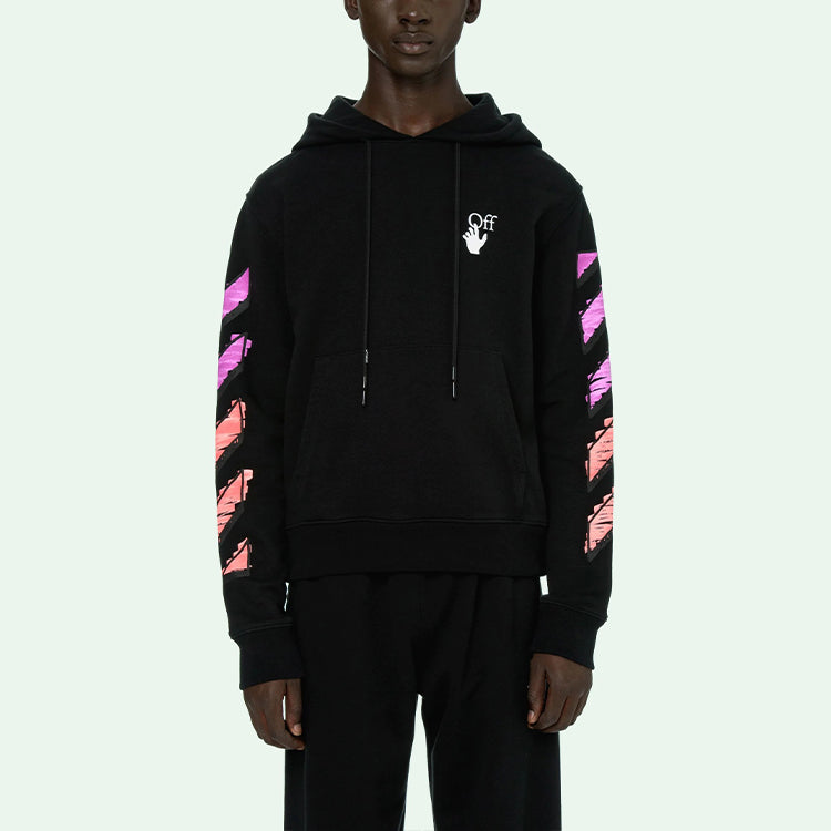 Men's Off-White SS21 Logo Printing Long Sleeves Loose Fit 'Black Fuchsia' OMBB034R21FLE0031032