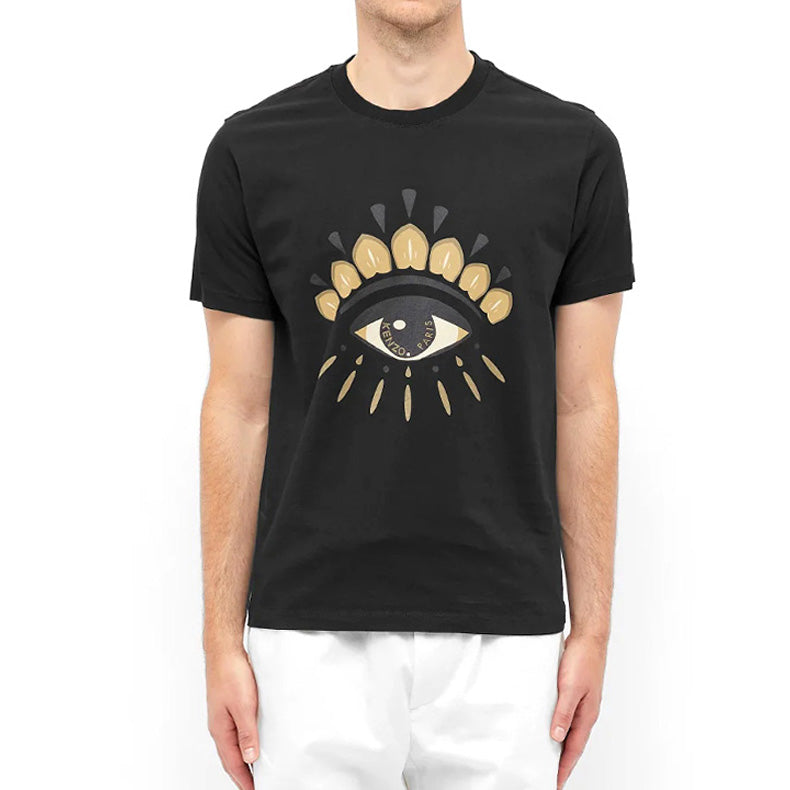 Men's KENZO Large Eye Pattern Printing Short Sleeve Black FA6-5TS021-4YC-99
