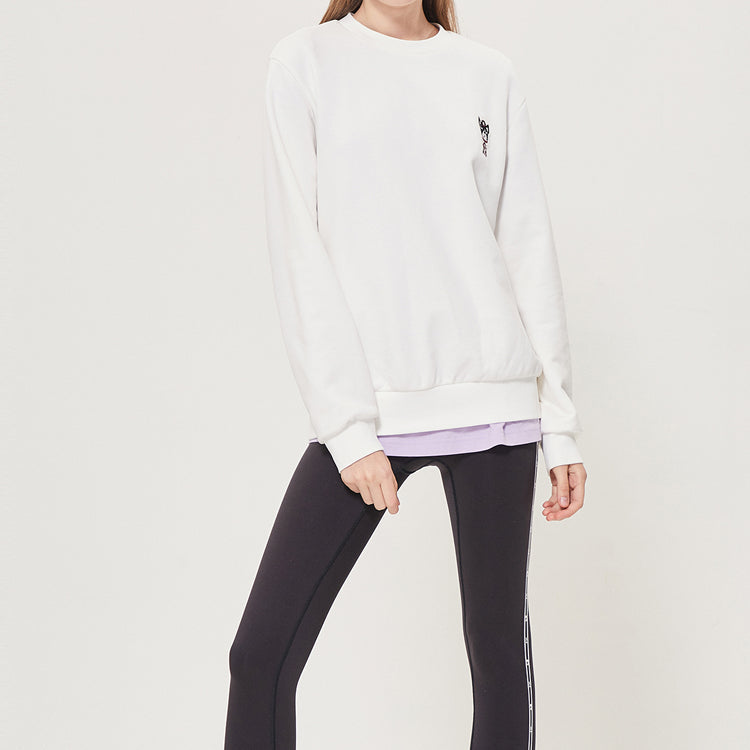 MLB Cartoon Series Long Sleeves Loose Embroidered Athleisure Casual Sports Round Neck Unisex White 31MTC1941-50I