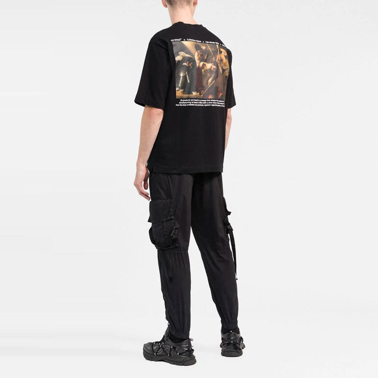 Men's Off-White Alphabet Character Printing Casual Straight Short Sleeve White T-Shirt OMAA119C99JER0041001