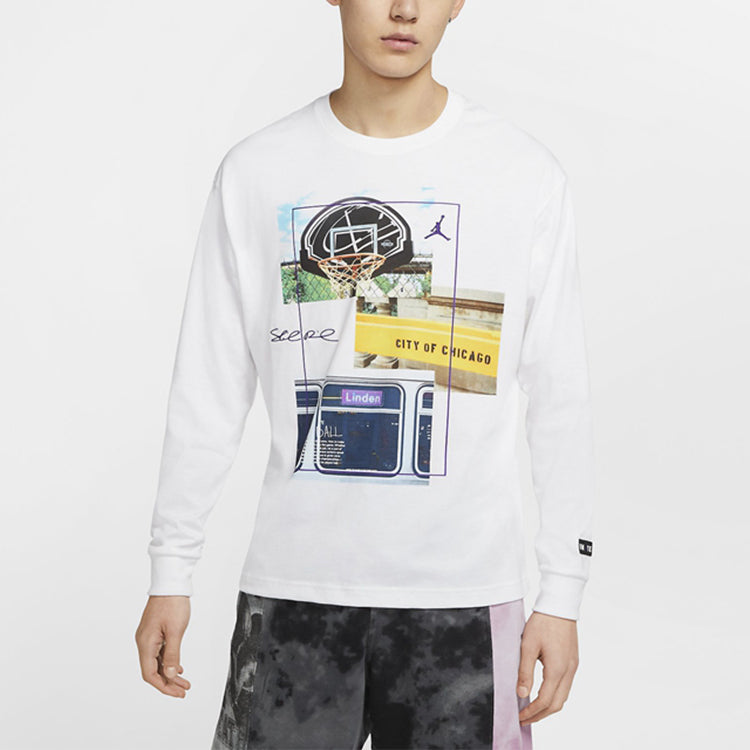 Air Jordan Round Neck Pullover Sports Long Sleeves Tee 'White' CW1136-100