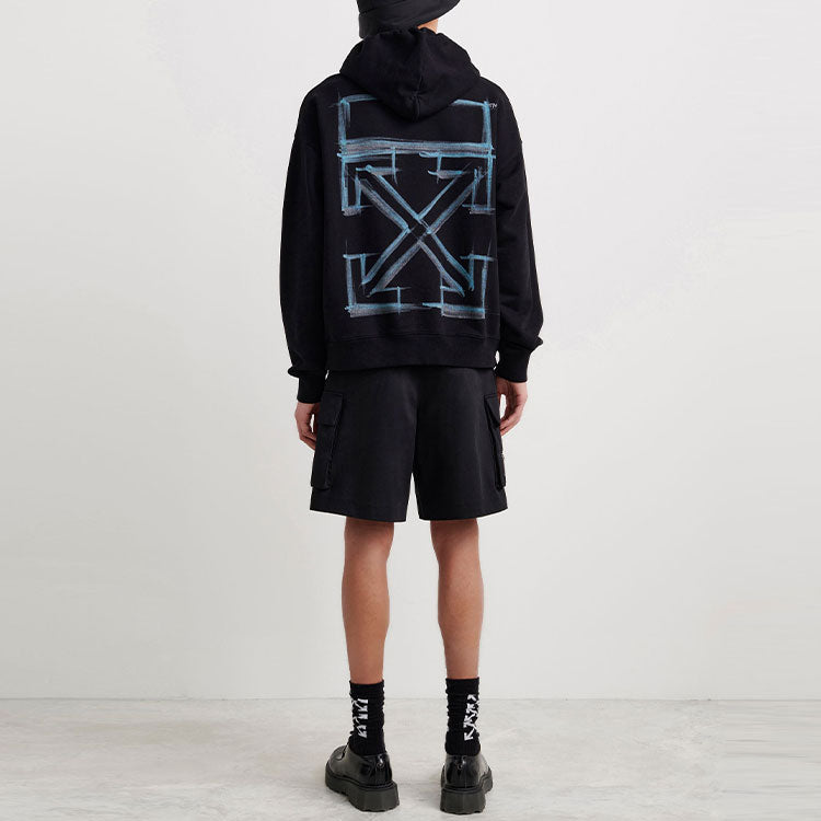 Men's Off-White FW21 Logo Pattern Printing Long Sleeves Pullover Loose Fit Black OMBB085F21FLE0181084