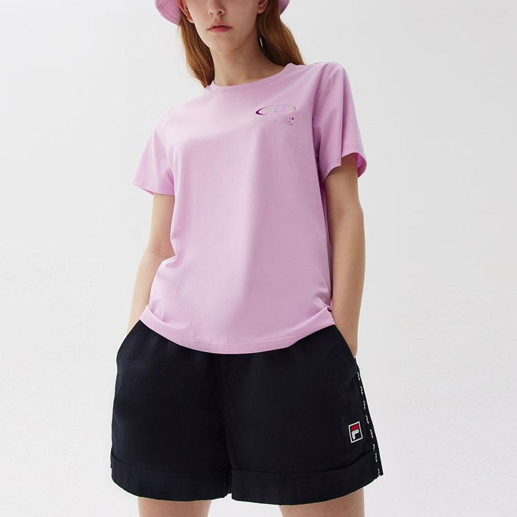 (WMNS) FILA Logo Printing Casual Sports Short Sleeve Purple F11W128160F-VT