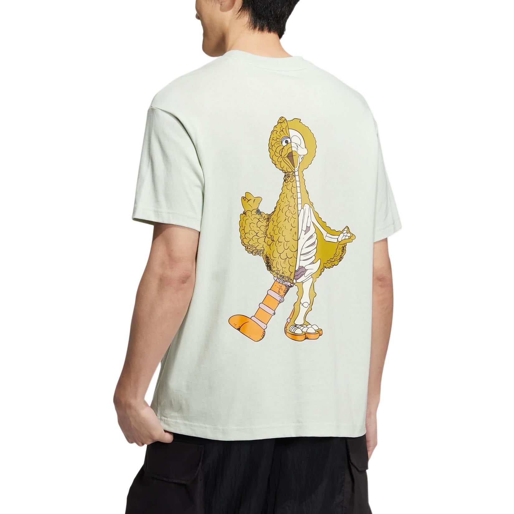 adidas neo x SESAME STREET x JF Crossover Back Printing Pattern Round Neck Short Sleeve Green T-Shirt HM9948