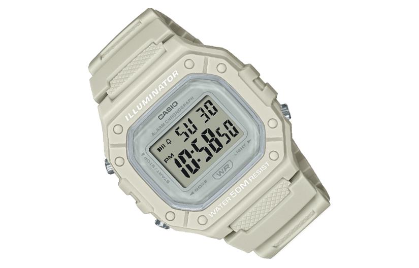 CASIO Fashion Stylish Sports 50m Waterproof White Watch Creamy Digital W-218HC-8AV