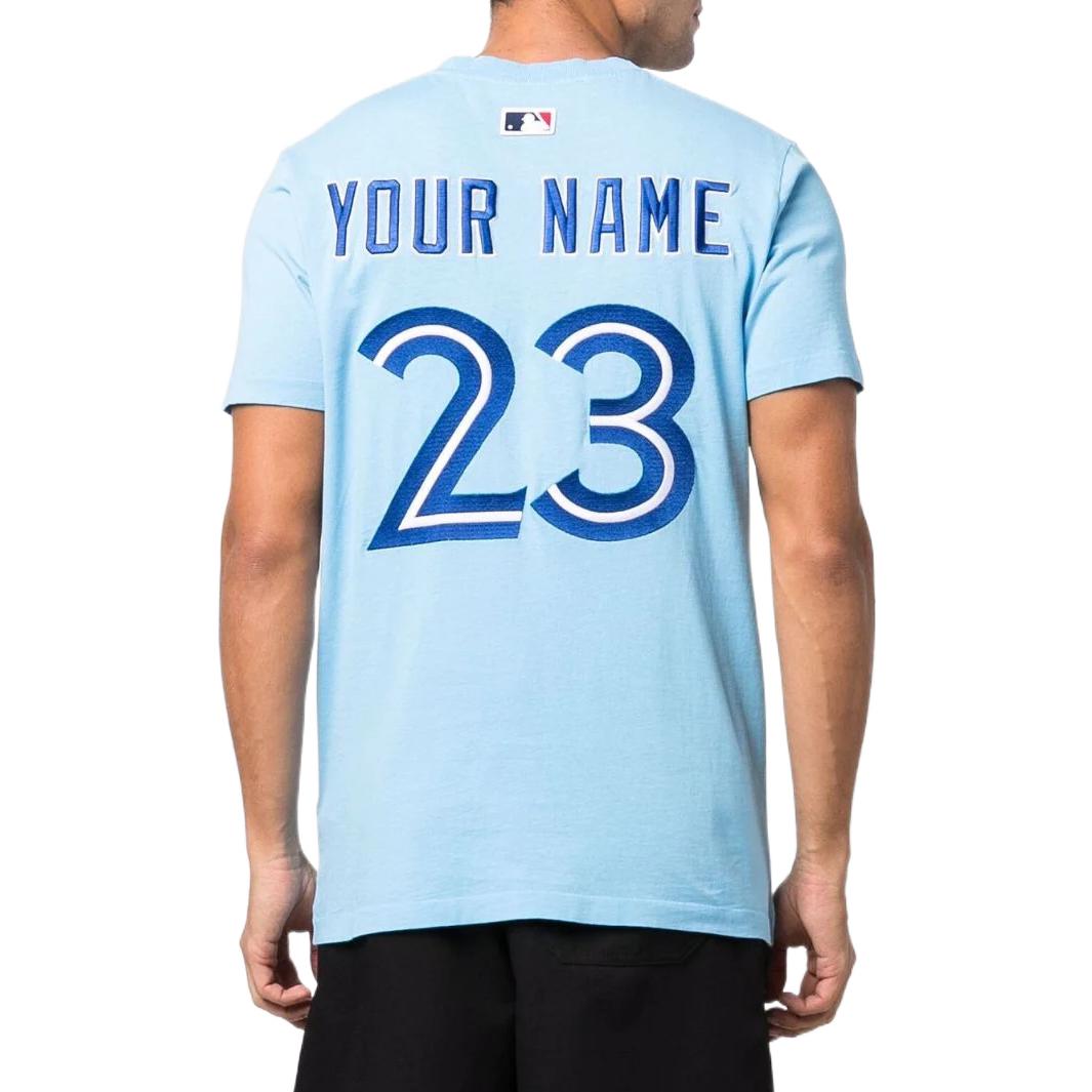 Men's Off-White SS22 Logo Printing Short Sleeve Blue T-Shirt OMAA027G21JER01040454045