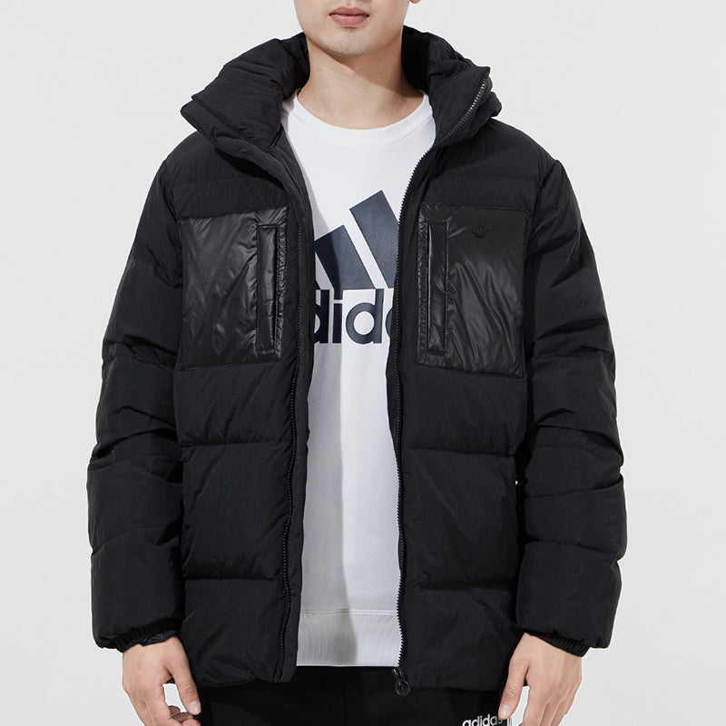 adidas originals Solid Color hooded down Jacket Black H13564
