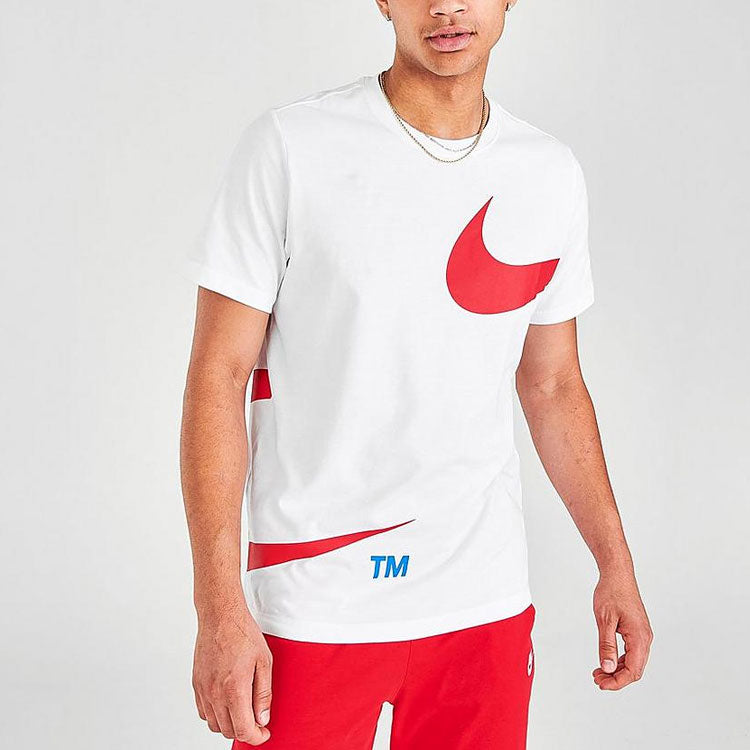 Men's Nike Broken Swoosh Printing Logo Sports Round Neck Short Sleeve White T-Shirt DD3349-100