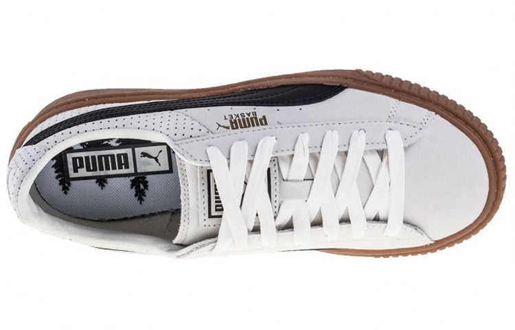 (WMNS) PUMA Basket Platform Perf Gum 'White Brown' 366807-01