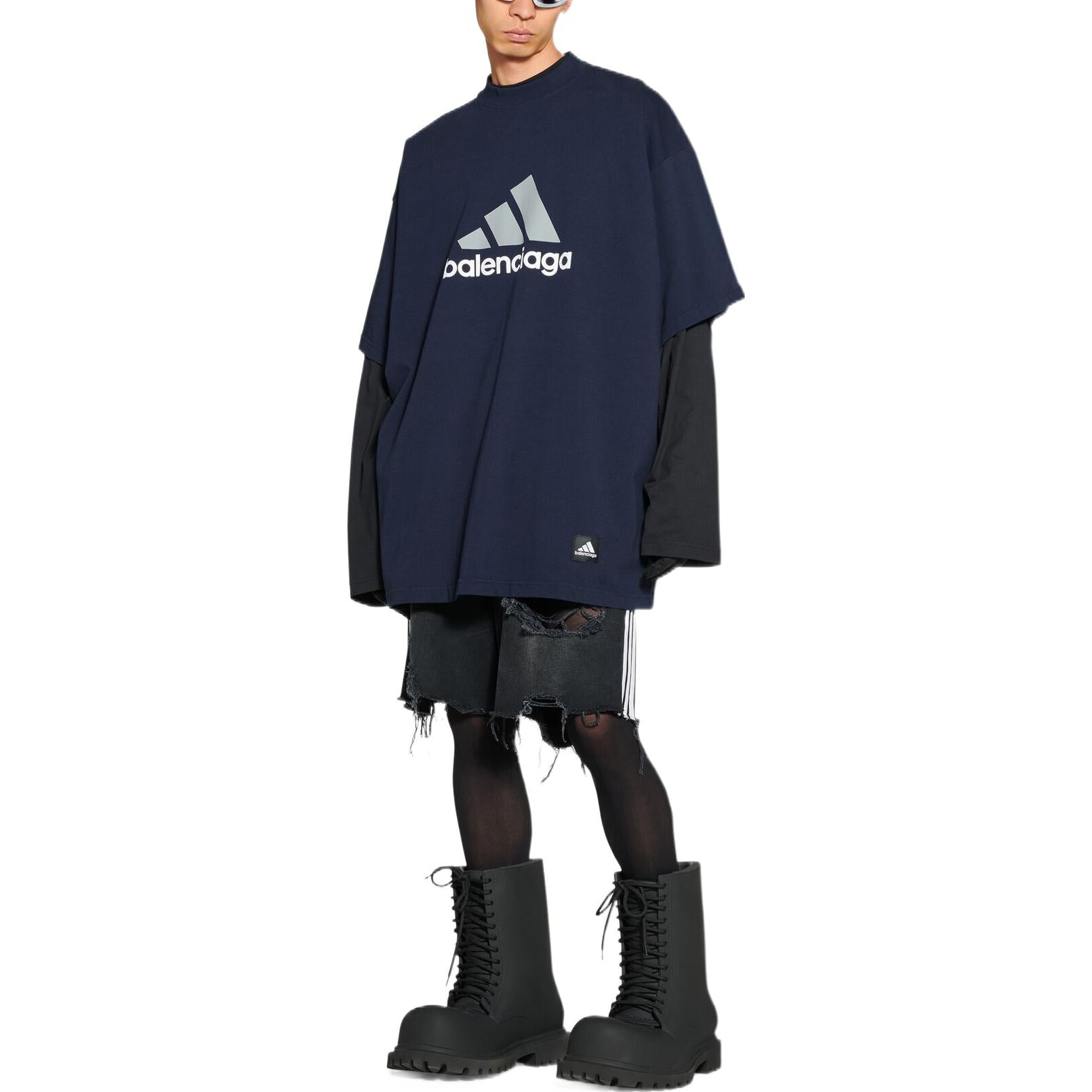 Balenciaga x adidas Oversized T-Shirt 'Navy' 731769TNVA64356