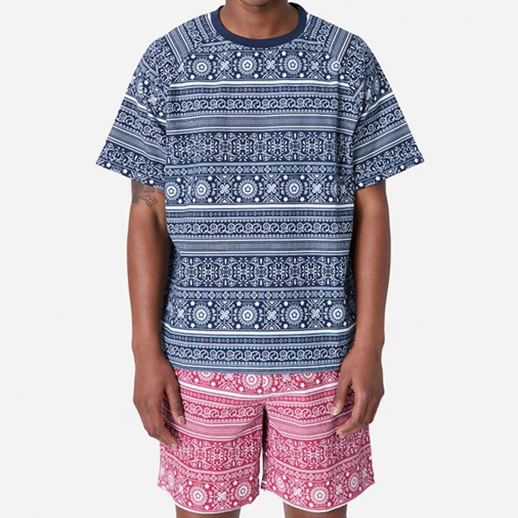KITH Moroccan Print Seersucker Howard Printing Short Sleeve Unisex Navy Blue KH3686-102