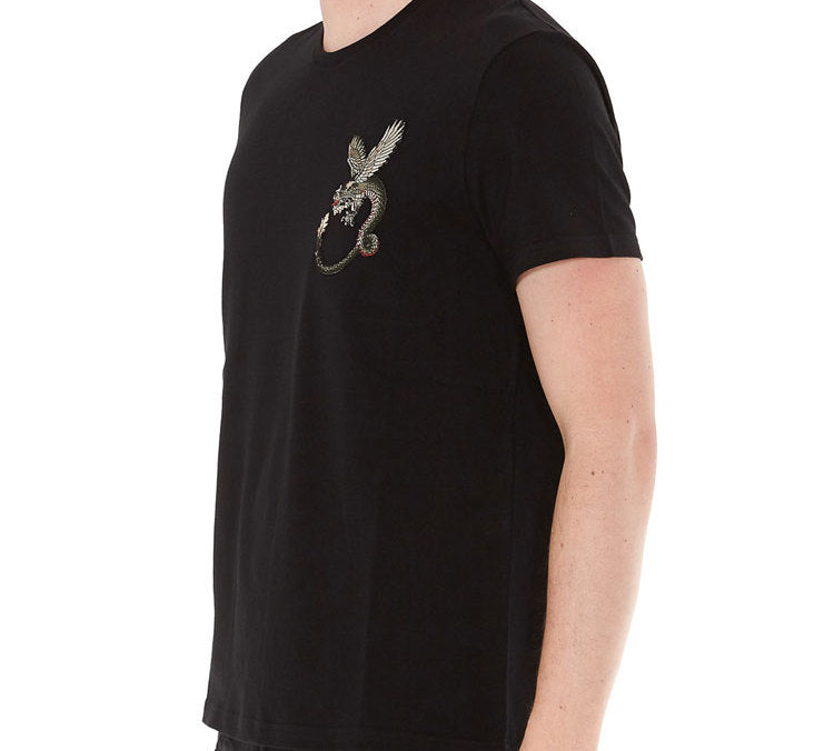 Men's Alexander McQueen Dragon Short Sleeve Black 609582-QOX04-1000