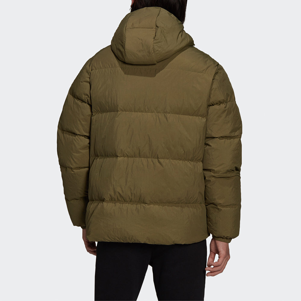 Men's adidas originals Down Regen Puff Pocket Splicing Solid Color Sports Hooded Down Jacket H13563