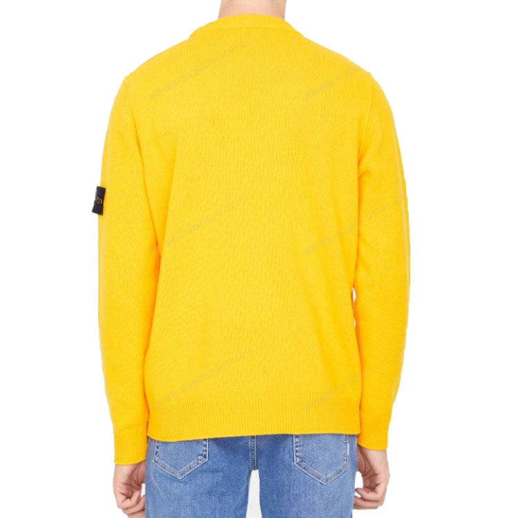 STONE ISLAND Logo Patch Crewneck Jumper 'Yellow' 7715508A3-V0030